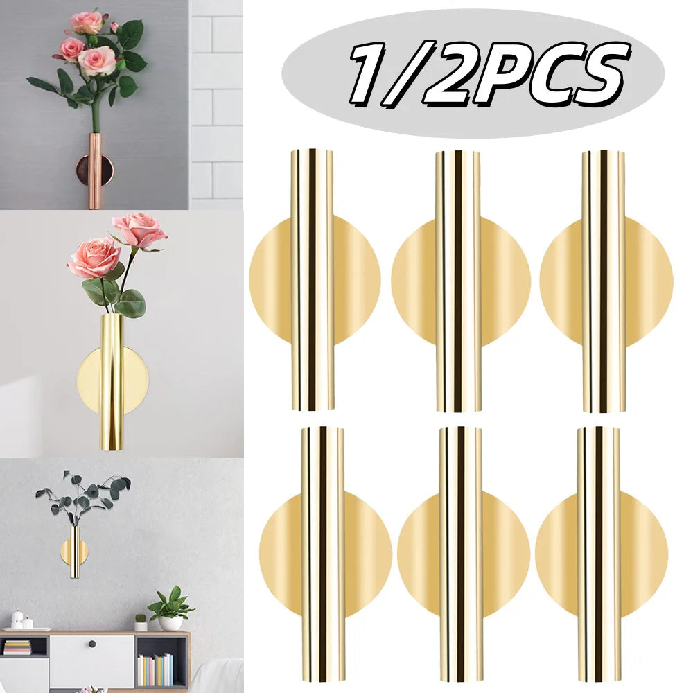 Modern Wall Mounted Metal Flower Vase Nordic Hanging Plant Holder Decor - 1
