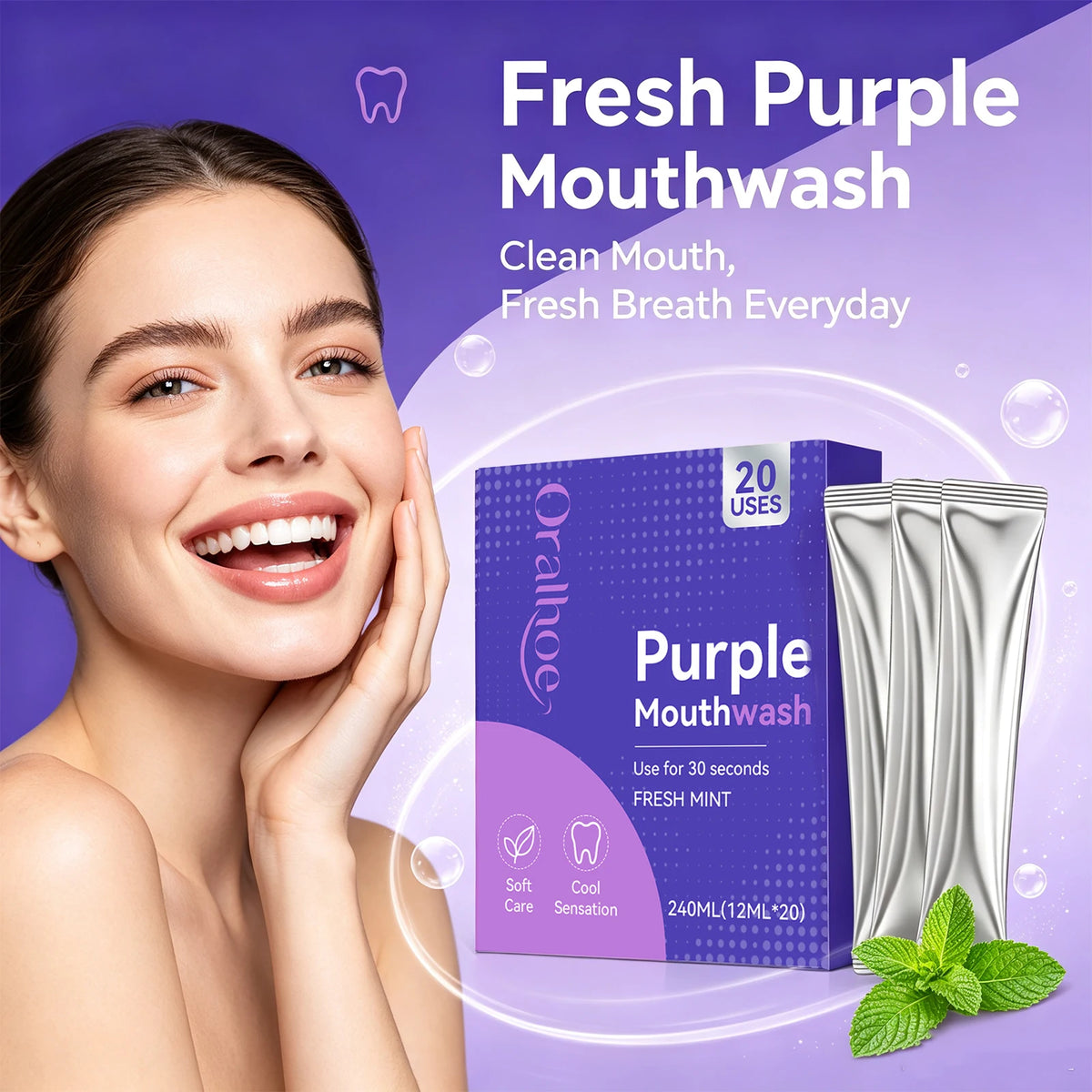 Purple Mouthwash Refreshing Breath Bad Breath Rinse Oral Care