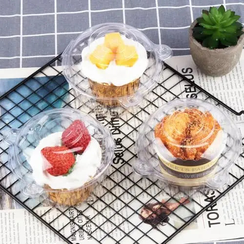 Disposable Cupcake Boxes Clear Plastic Individual Dessert Containers - 9