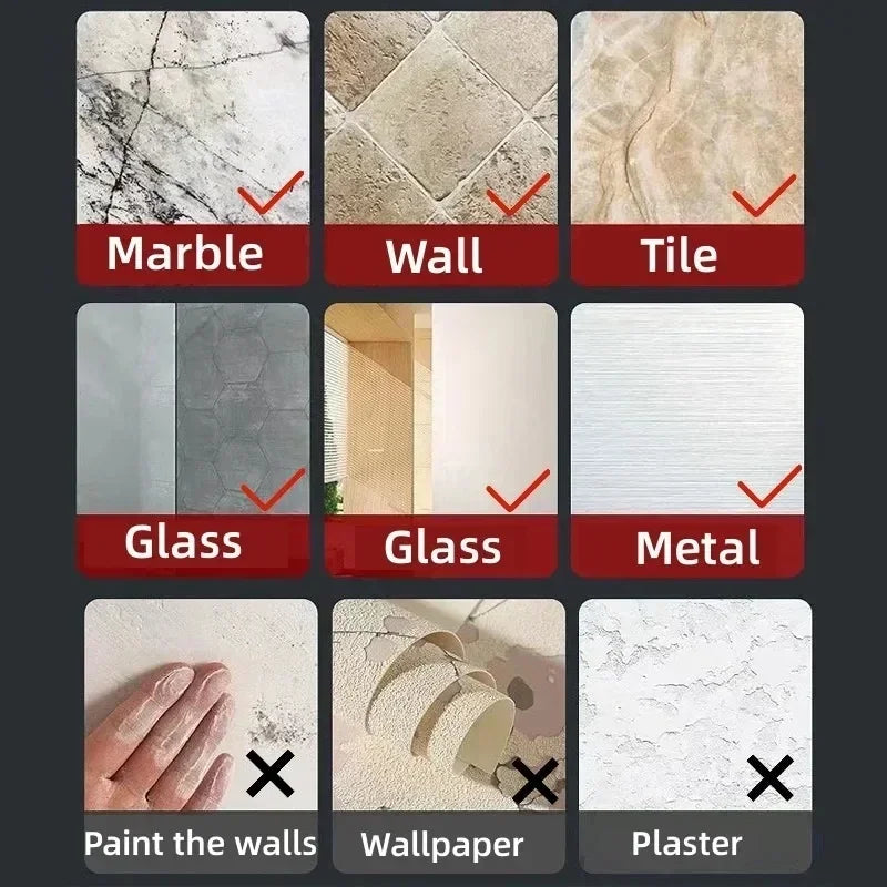 Adhesive Wall Hooks Heavy Duty Clear Non Marking Hangers Set - 7