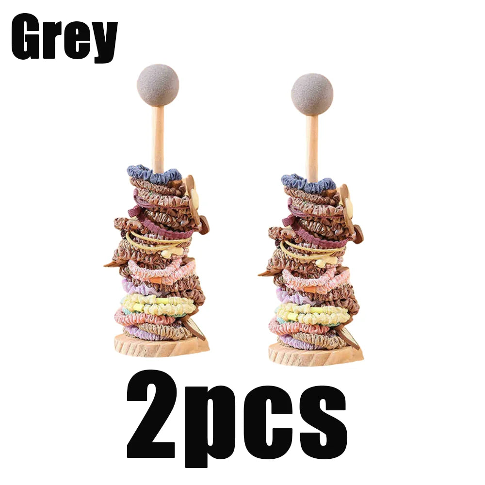 Wooden Hair Scrunchie Holder Organizer Display Stand for Jewelry Braclets - 14