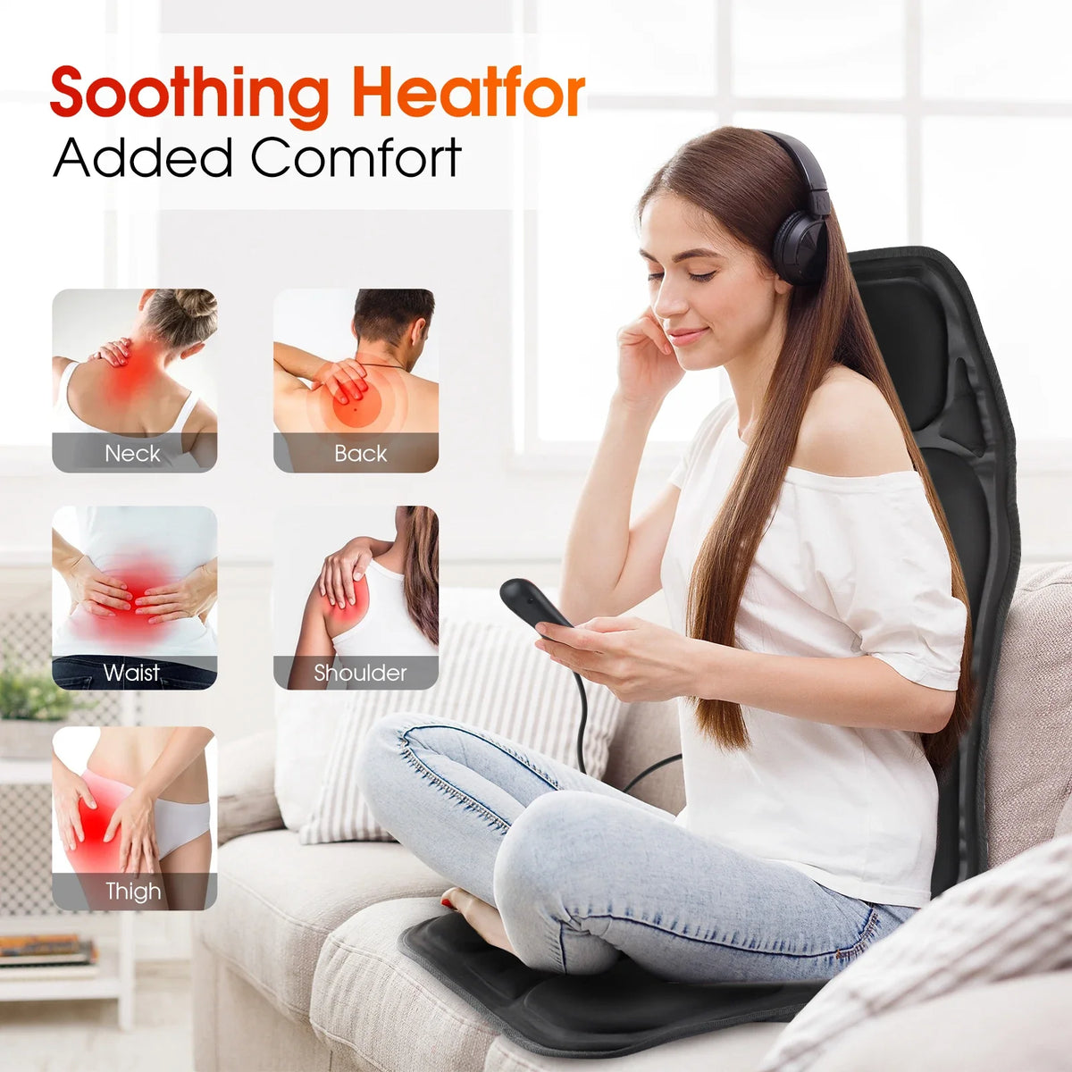 Electric Back Massager Heating Chair Cushion Vibrator Mat