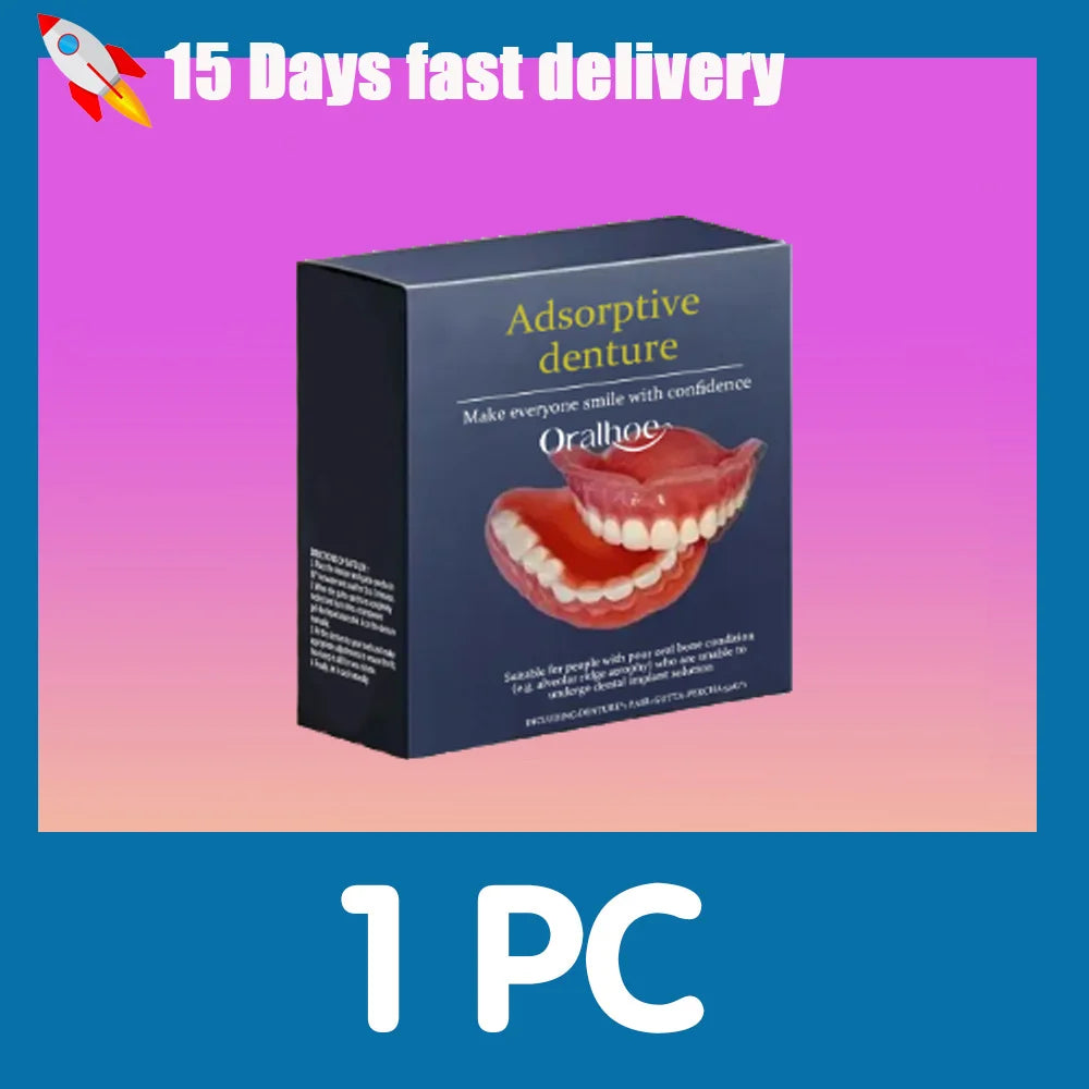 Adult Silicone Dentures Full Set Fake Teeth Natural Smile