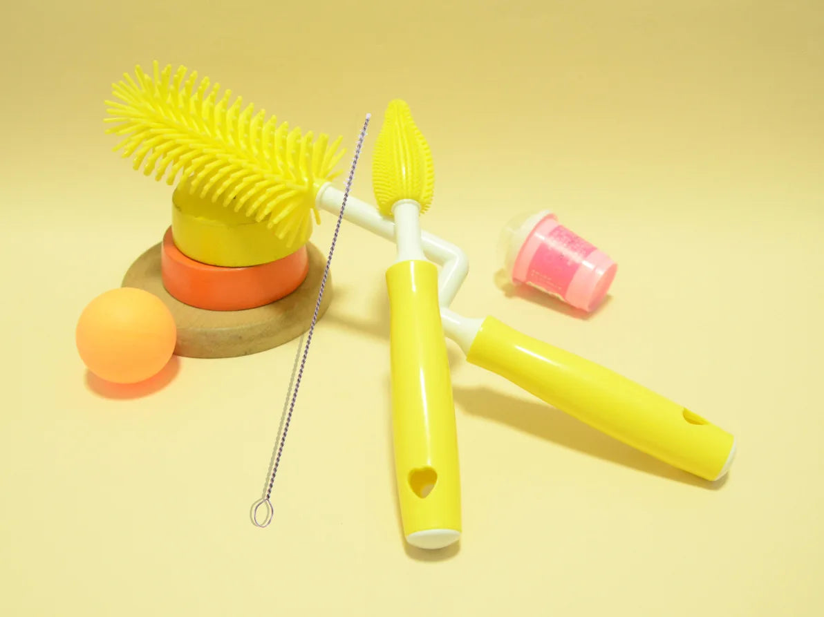 Silicone Baby Bottle Cleaning Brush Set with Straw and Pacifier Cleaner - 11