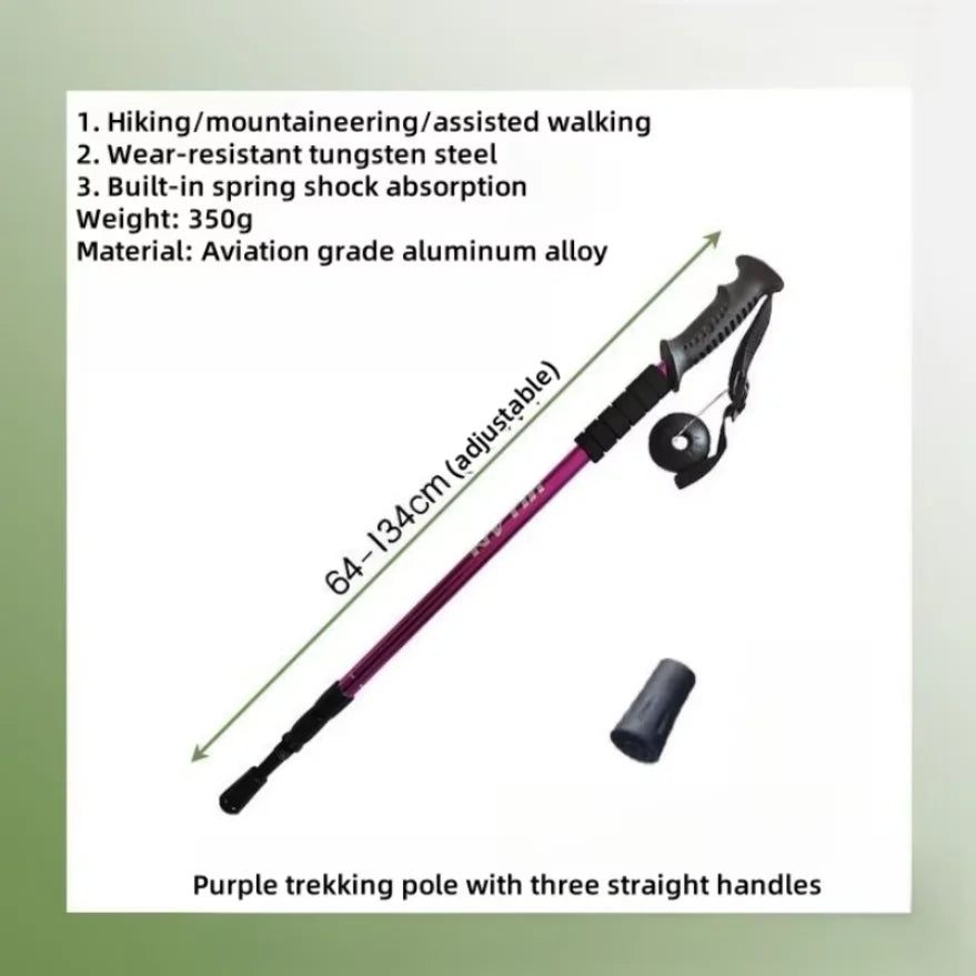 Ultralight Foldable Hiking Trekking Poles Shock Absorbing Walking Stick - 18