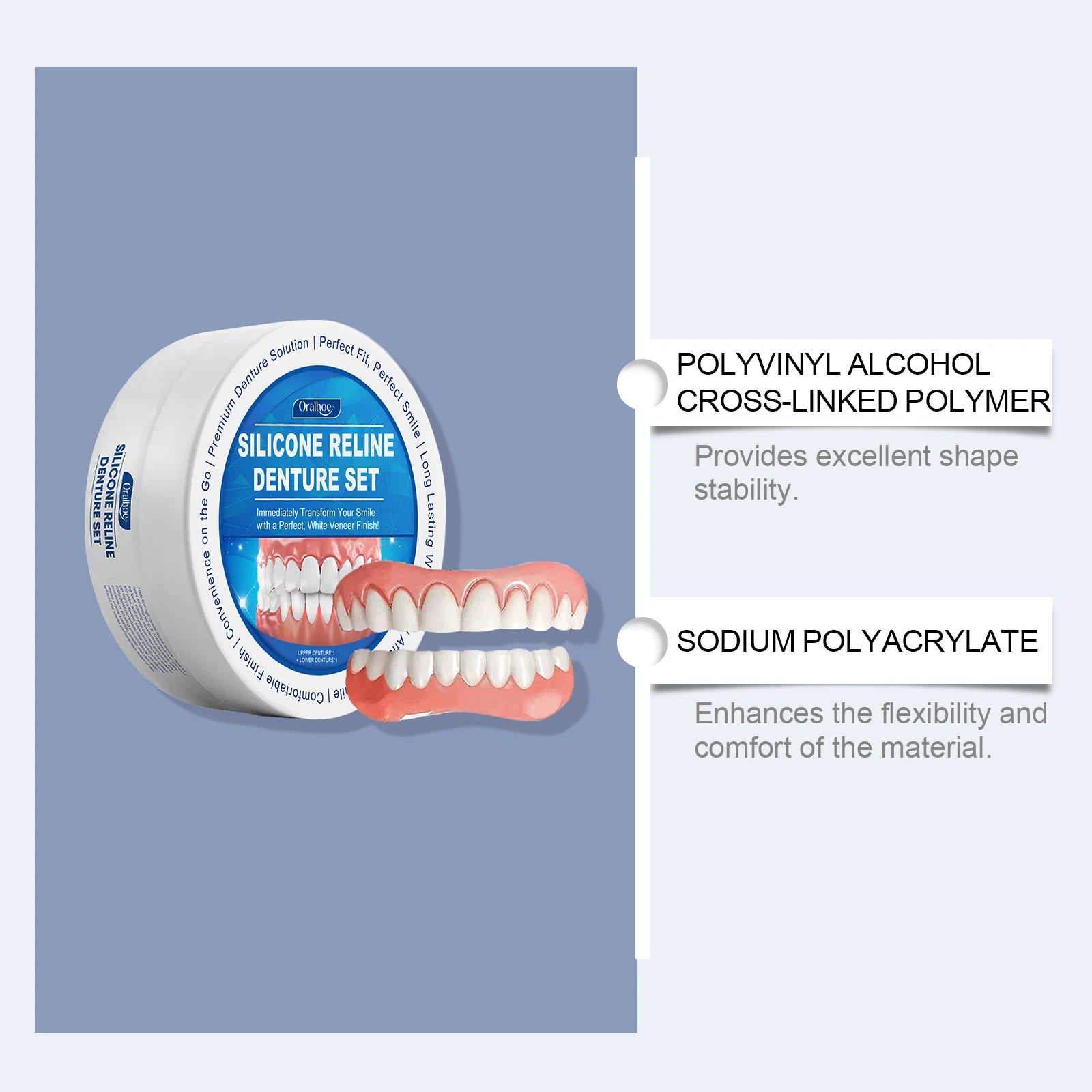 Soft Silicone Denture Reline Kit Temporary Dental Repair - 15