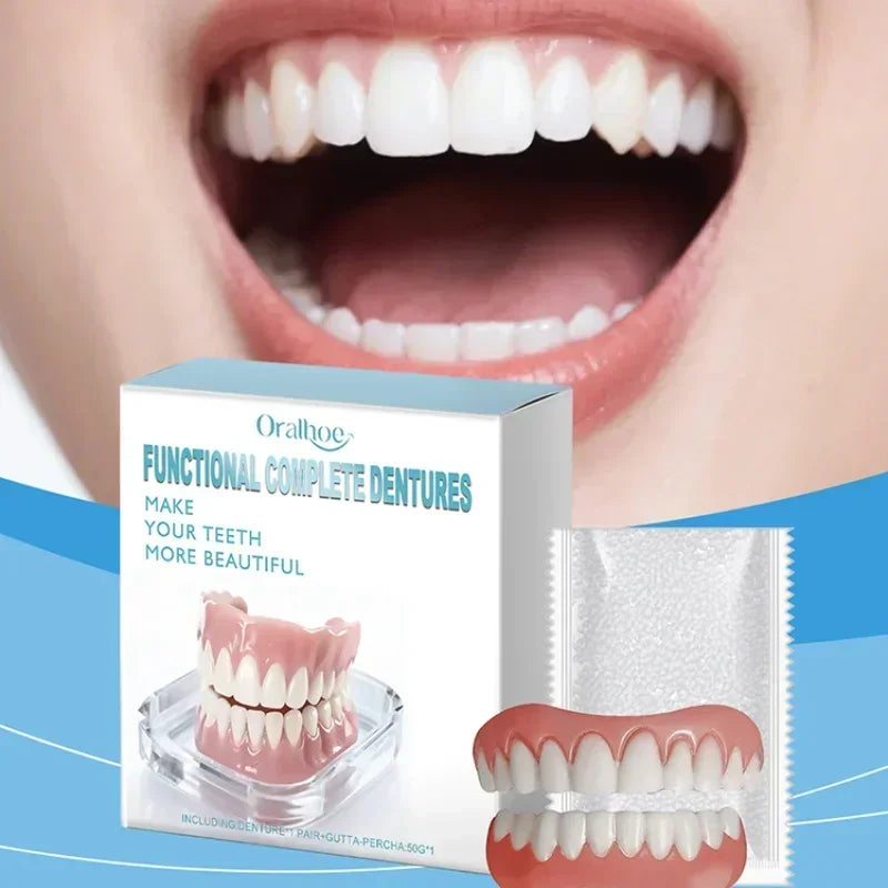 Instant Smile Dentures Full Set Silicone Veneers Fake Teeth Upper Lower