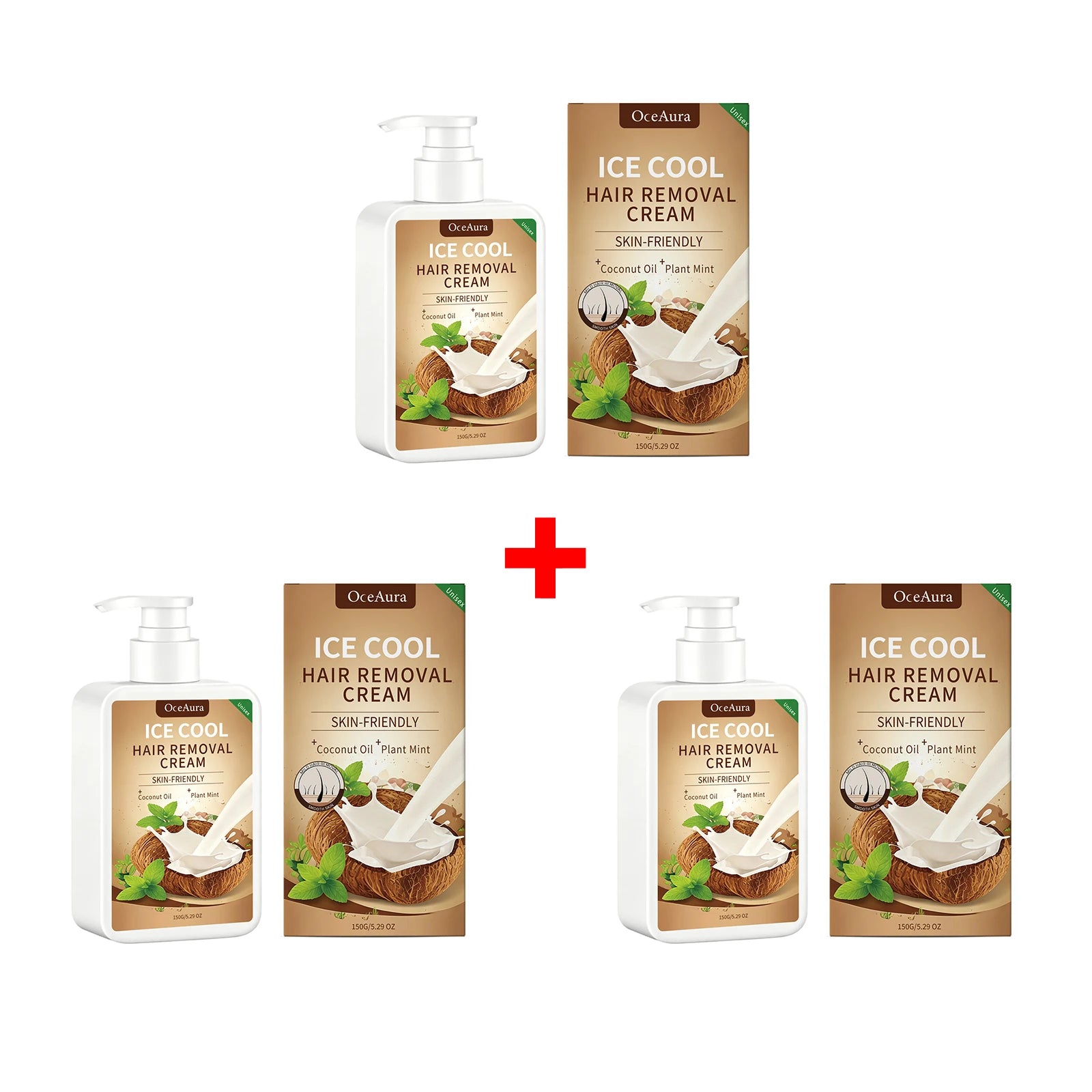 Ice Cool Hair Removal Cream Coconut Oil Painless Depilatory Cream - 19