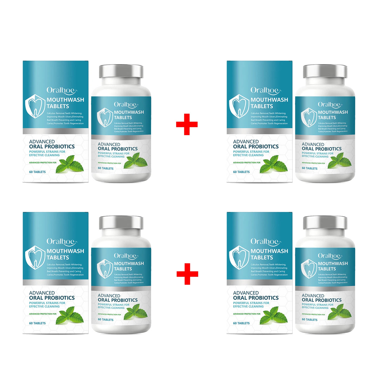 Oralhoe Probiotic Mouthwash Tablets Teeth Whitening & Mint Breath Fresh