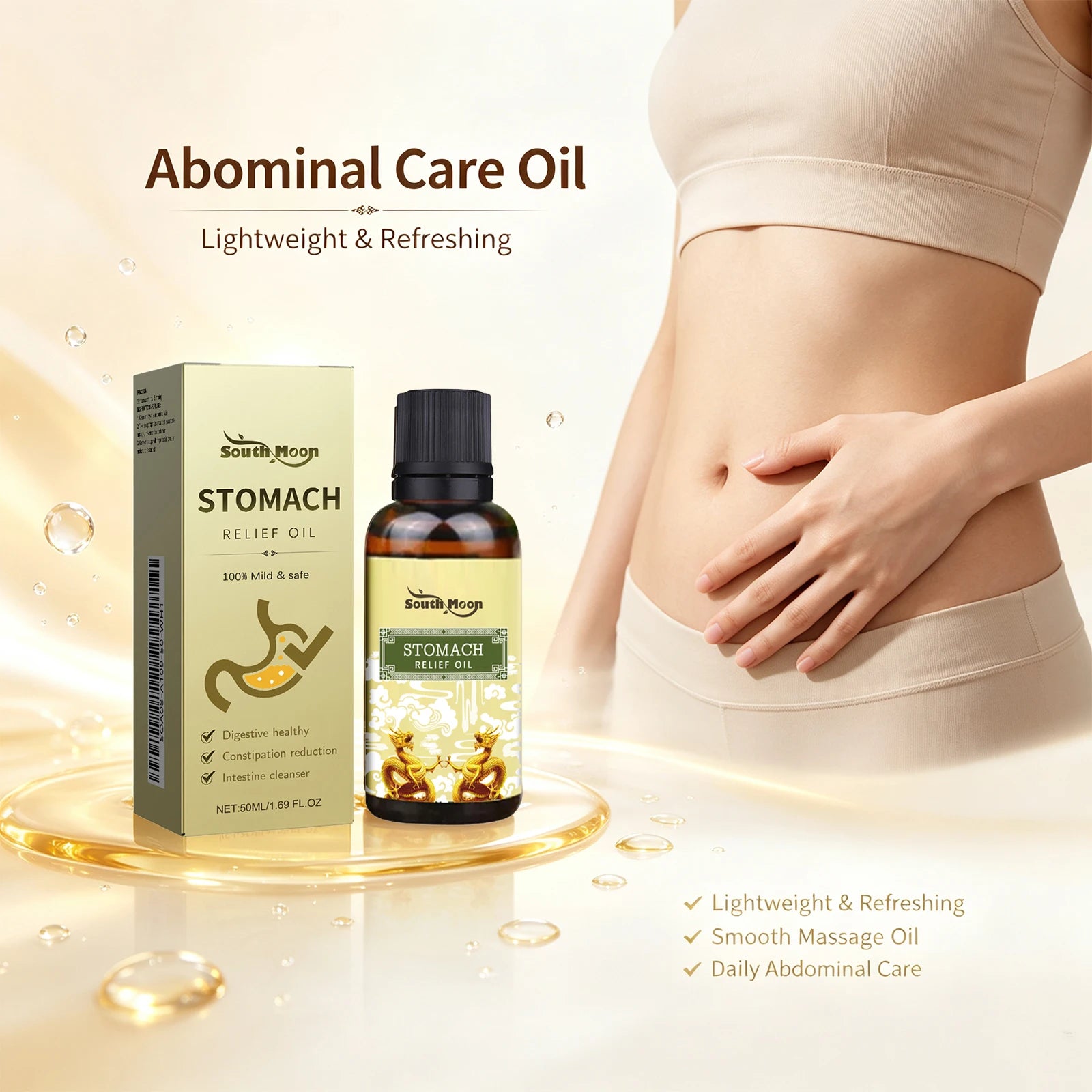 Herbal Stomach Relief Oil Abdomen Massage Constipation Care - 5