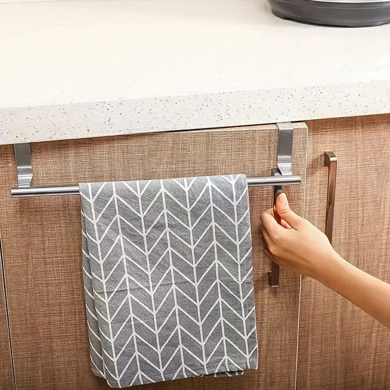 Over Cabinet Towel Rack Stainless Steel Bathroom Kitchen Storage Hanger