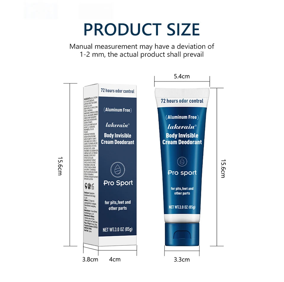 Body Deodorant Cream 72H Odor Protection Invisible Antiperspirant - 15