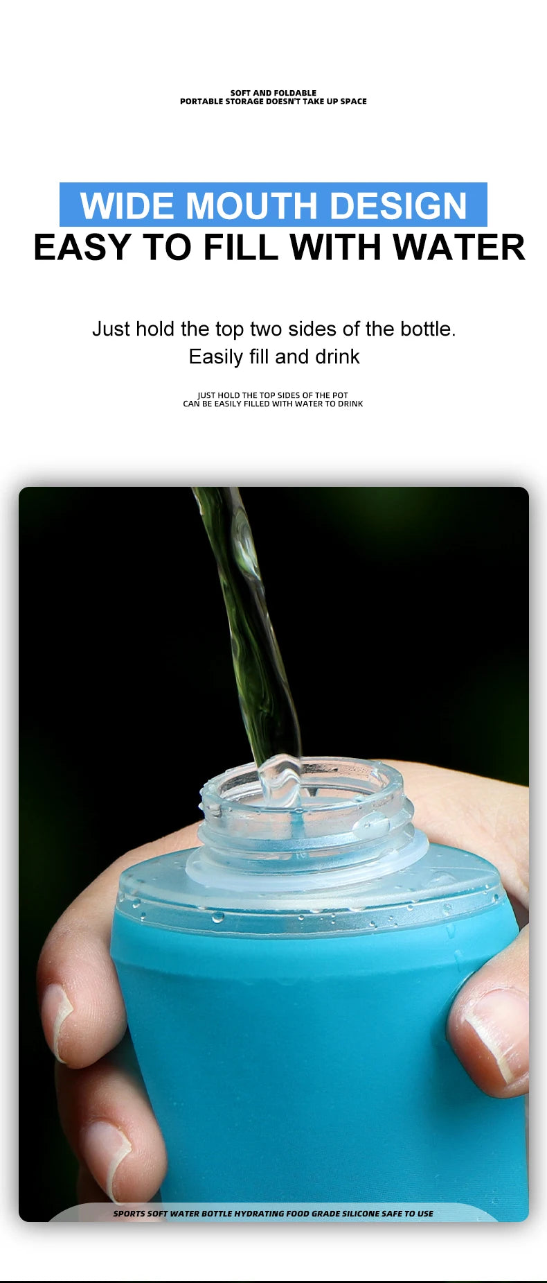 Collapsible Soft Flask Water Bottle TPU Running Hydration Pack - 12