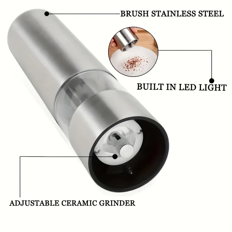 2PCS Electric Salt and Pepper Grinder Set Automatic Spice Mill Shaker - 9