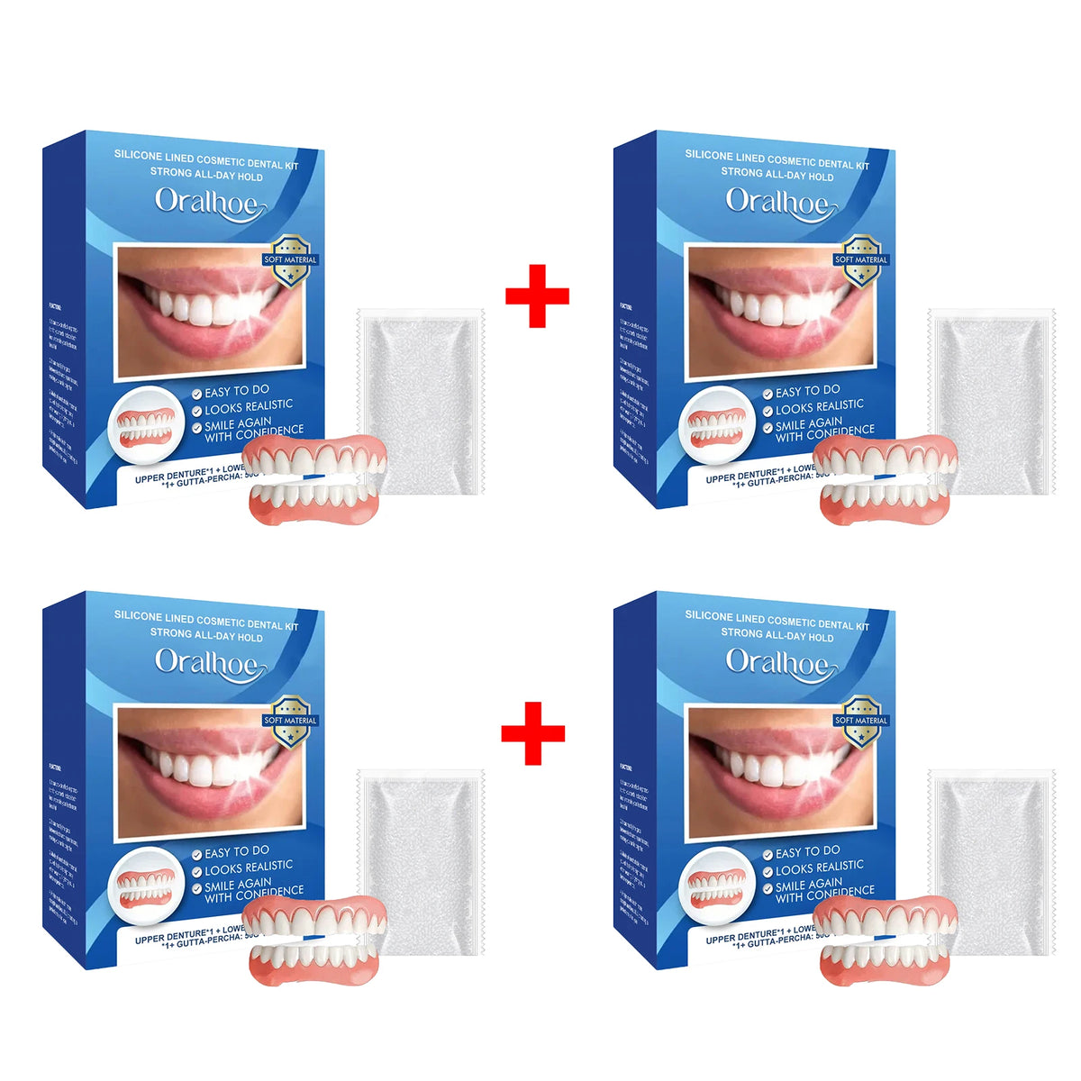 Silicone Cosmetic Dental Kit Upper Lower Fake Teeth Instant Smile