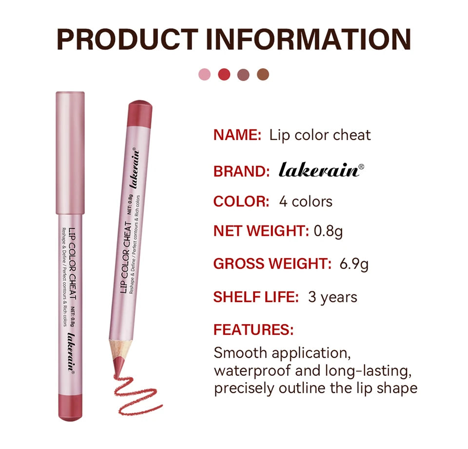 Matte Lip Pencil Waterproof Brown Lip Liner Stain - 16