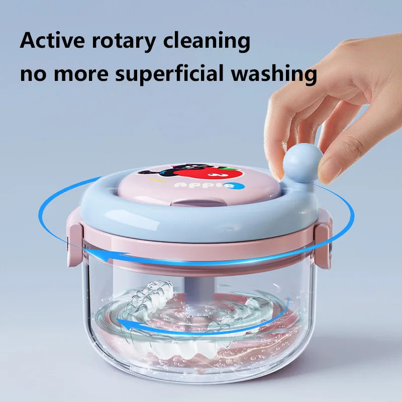 Denture Cleaning Box Storage Container With Drainage Tray - 1