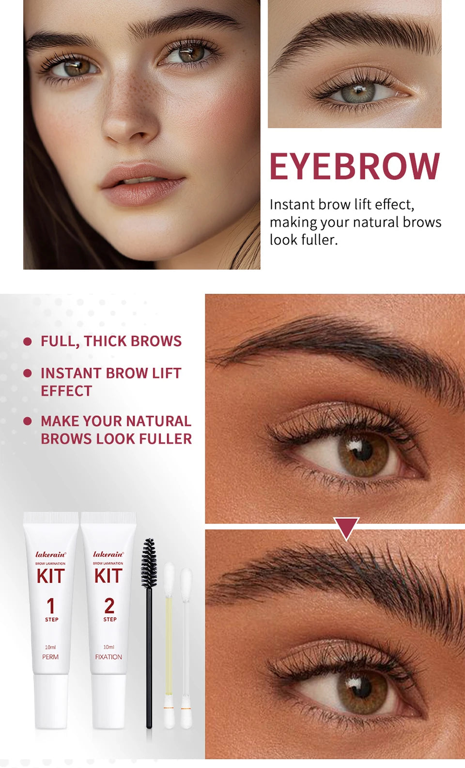 Lakerain Brow Lamination Kit Semi-Permanent Eyebrow Lift Set - 10