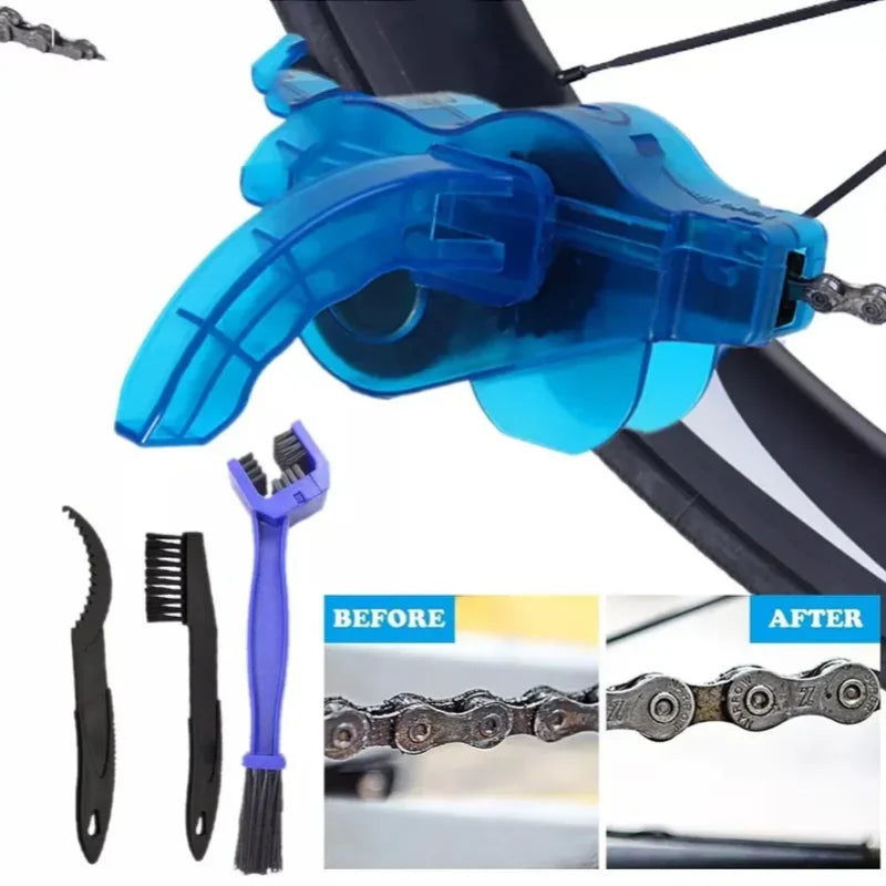 Portable Bicycle Chain Cleaner Tool Bike Brush Scrubber Cycling Wash Kit - 1