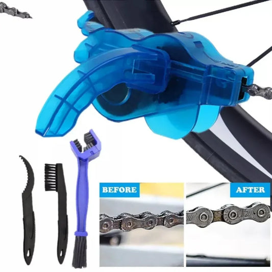 Portable Bicycle Chain Cleaner Tool Bike Brush Scrubber Cycling Wash Kit