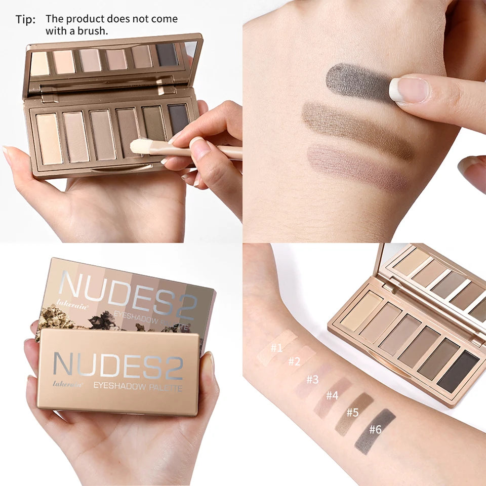 6-Color Eyeshadow Palette Matte Neutral Nude Blendable Eye Makeup