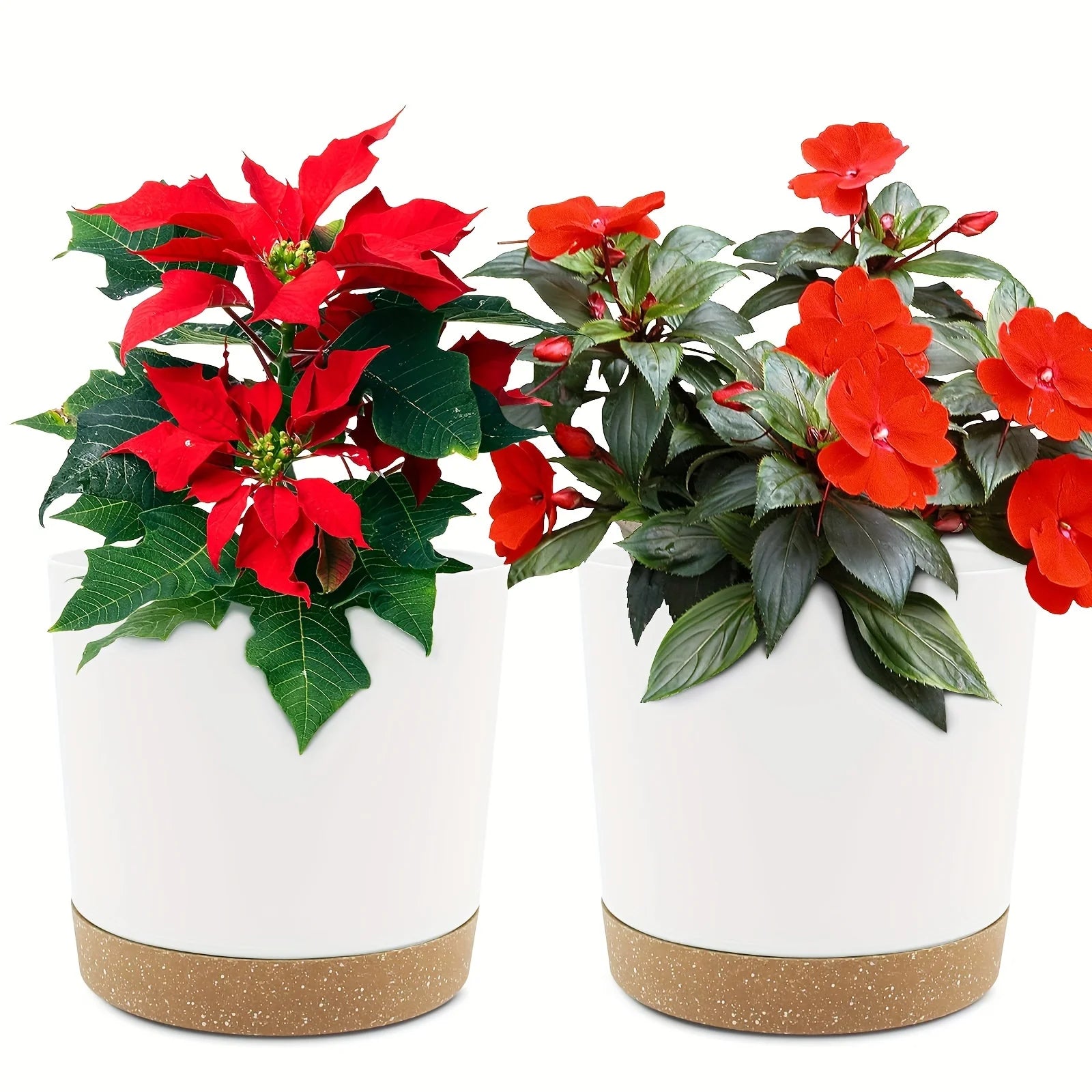 2pc 6.5 Inch Self Watering Flower Pot Detachable Round Plant Container - 9