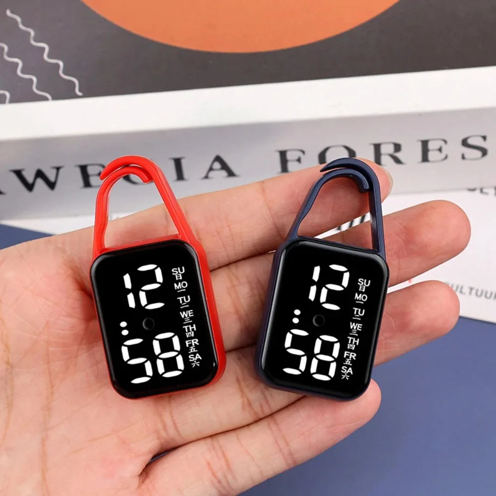 2pcs LED Digital Keychain Watch Portable Touch Screen Fob Pocket Clock - 3