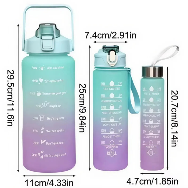 300ml Motivational Water Bottle Leakproof Sport Gym Fitness Jug - 3