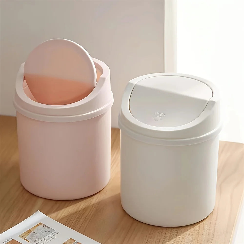 Mini Desktop Trash Can with Lid Small Waste Bin for Office and Home - 8