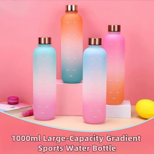 1000ml Gradient Sports Water Bottle Motivational Fitness Hydration Cup
