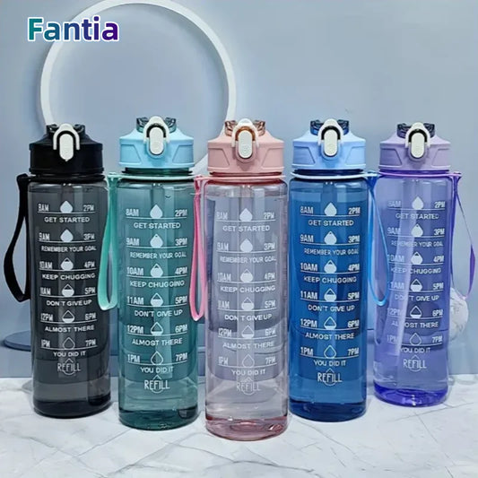 800ml Sports Water Bottle Motivational Fitness Cup with Time Marker