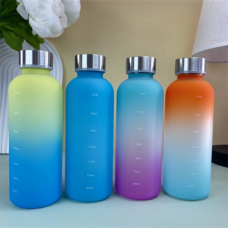 550ml Motivational Water Bottle with Time Marker Leakproof Sports Flask