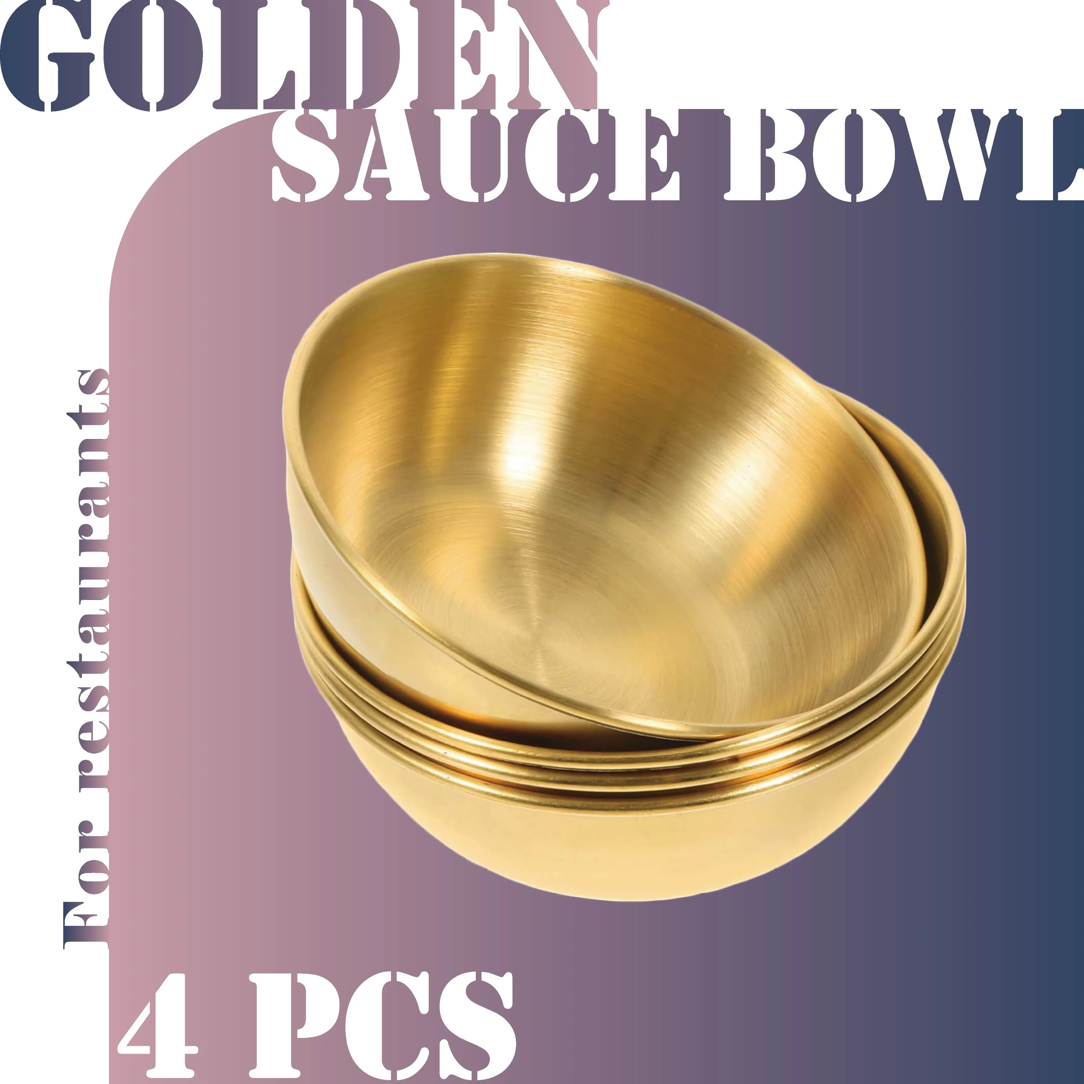 4PCS Stainless Steel Sauce Dishes Gold Appetizer Serving Bowls Set - 7