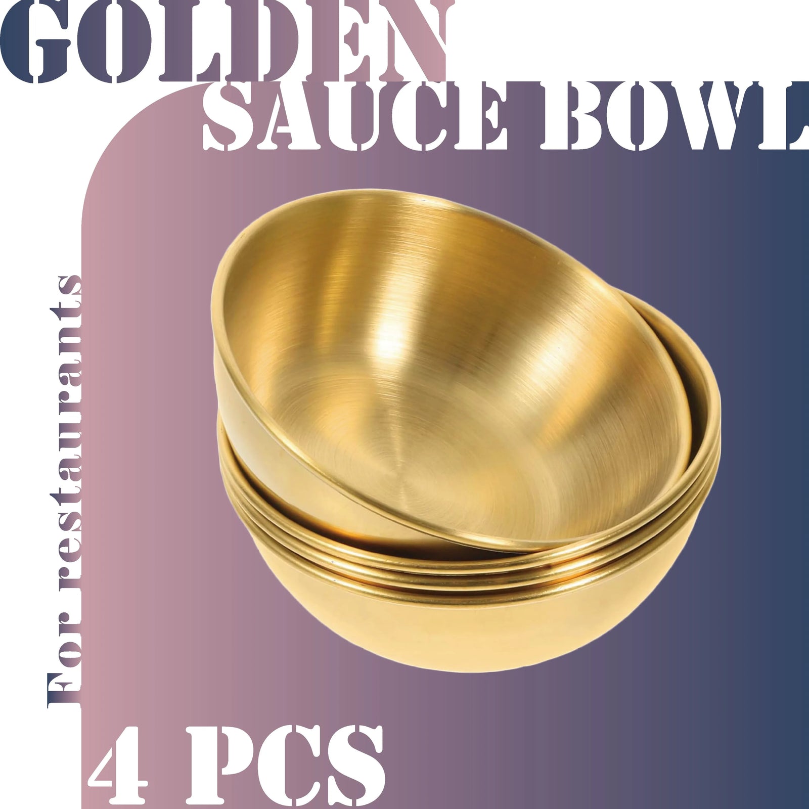 4PCS Stainless Steel Sauce Dishes Gold Appetizer Serving Bowls Set