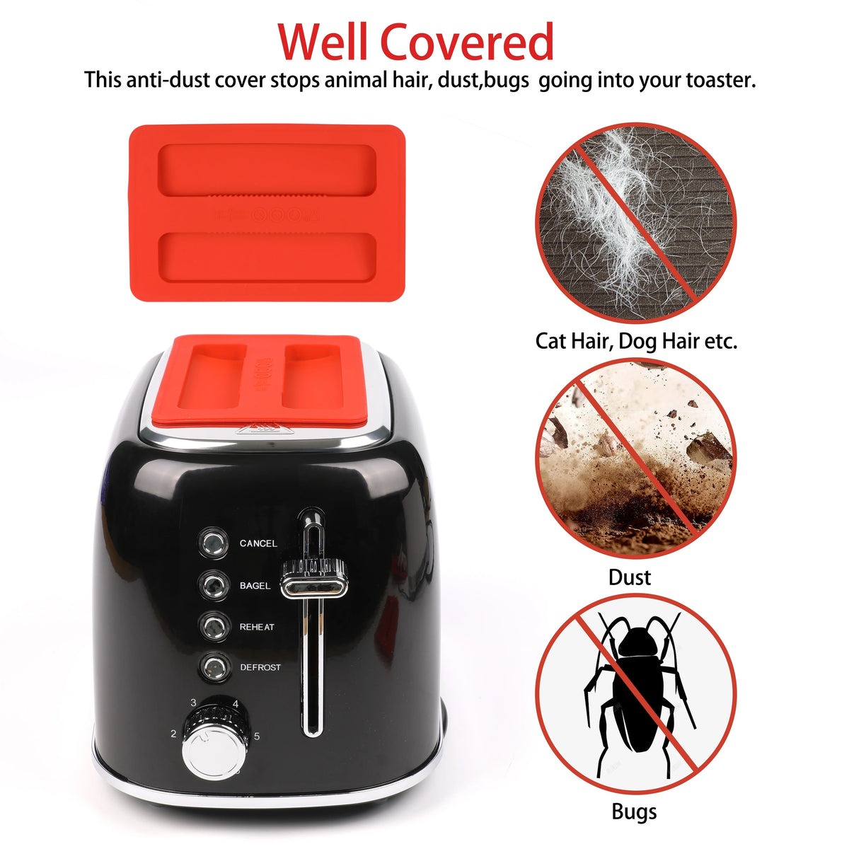 Silicone Toaster Cover Dustproof Lid for Kitchen Bread Machines
