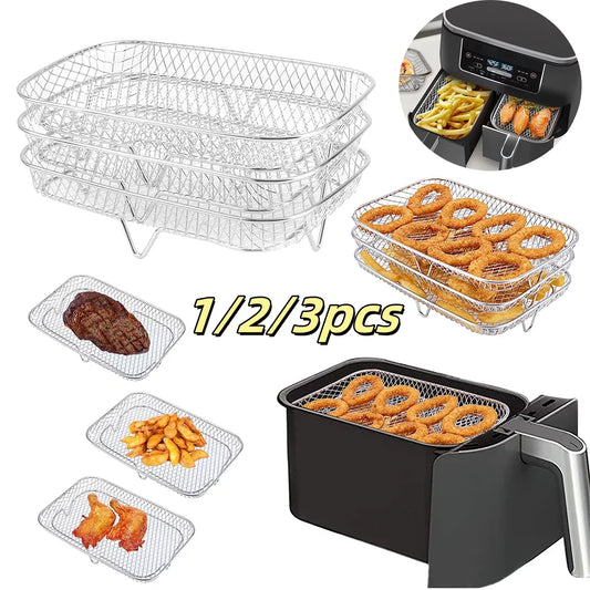 Stackable Air Fryer Rack Stainless Steel Grilling and Steaming Tray