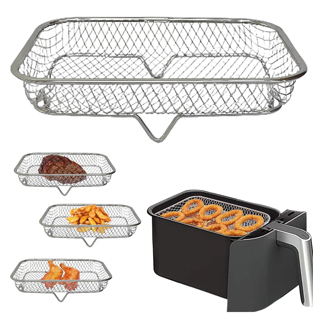 Stackable Air Fryer Rack Stainless Steel Grilling and Steaming Tray - 8