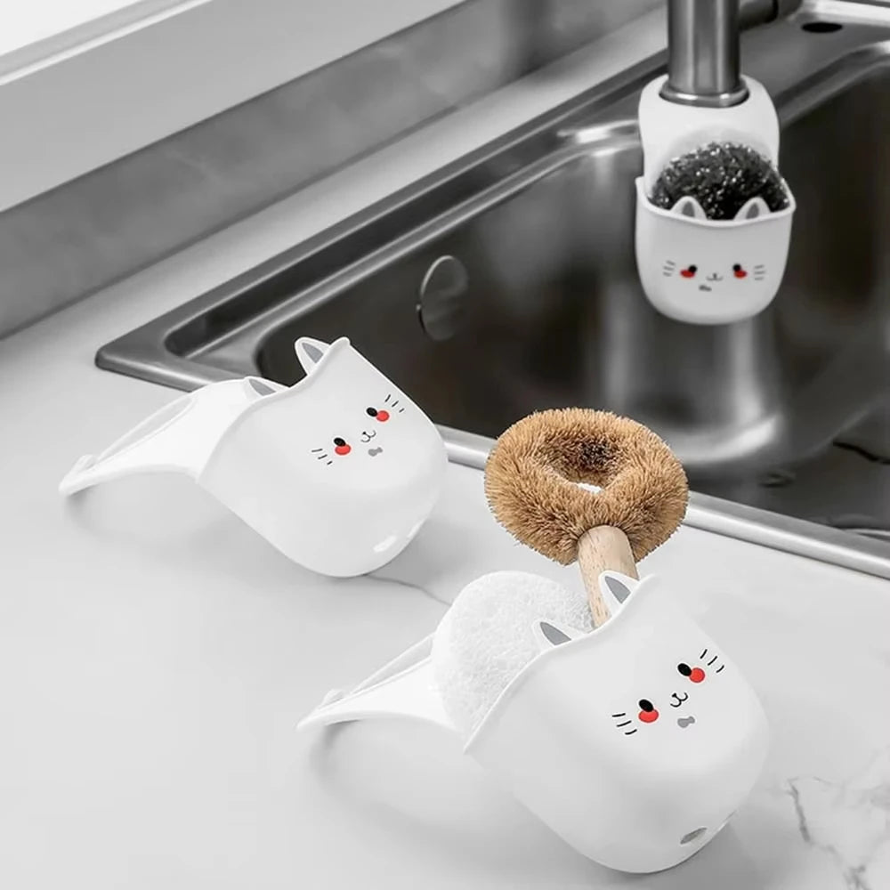 Cat Shape Silicone Kitchen Sink Faucet Sponge Holder Hanging Drain Basket - 8