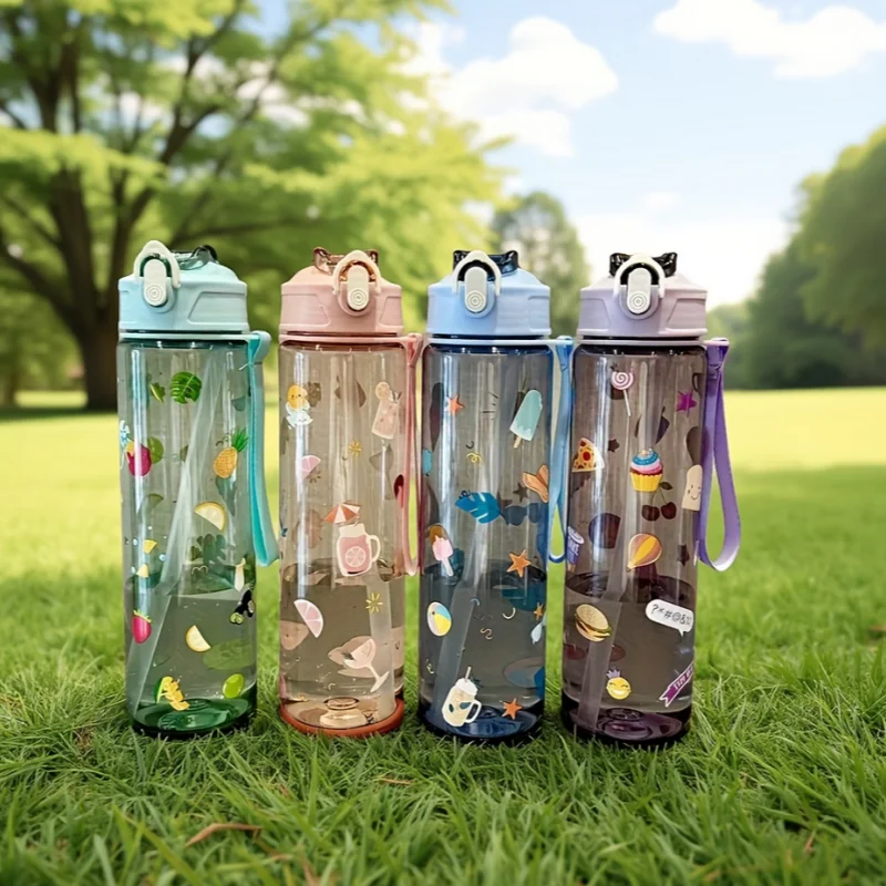 Transparent Cartoon Water Bottle Large Capacity Sports Fitness Cup - 3