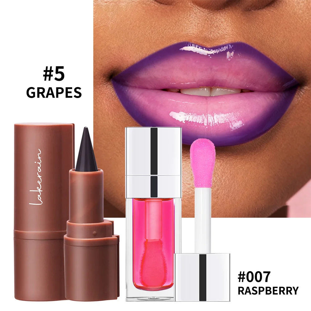 Lip Liner And Lip Gloss Set Hydrating Shine Lip Makeup Combo - 12