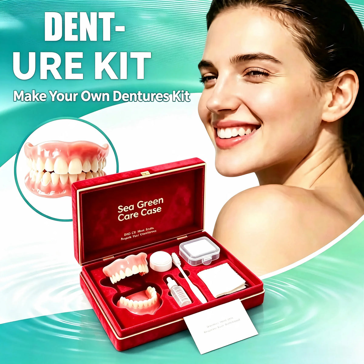 Complete Denture Set False Teeth With Storage Case And Toothbrush