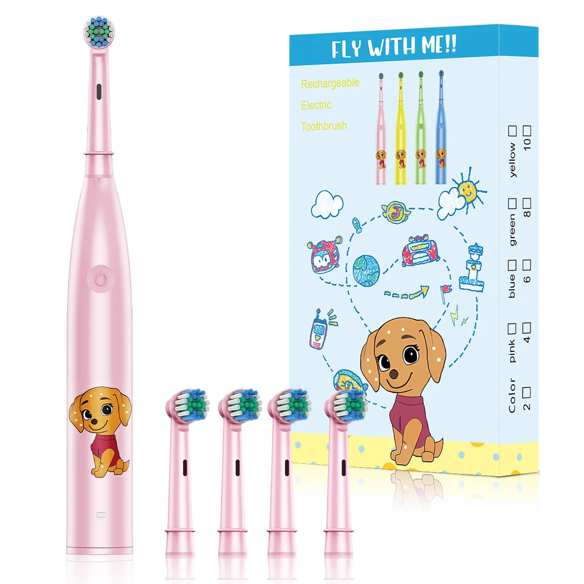 Kids Electric Toothbrush Cartoon Rechargeable Sonic Vibrate