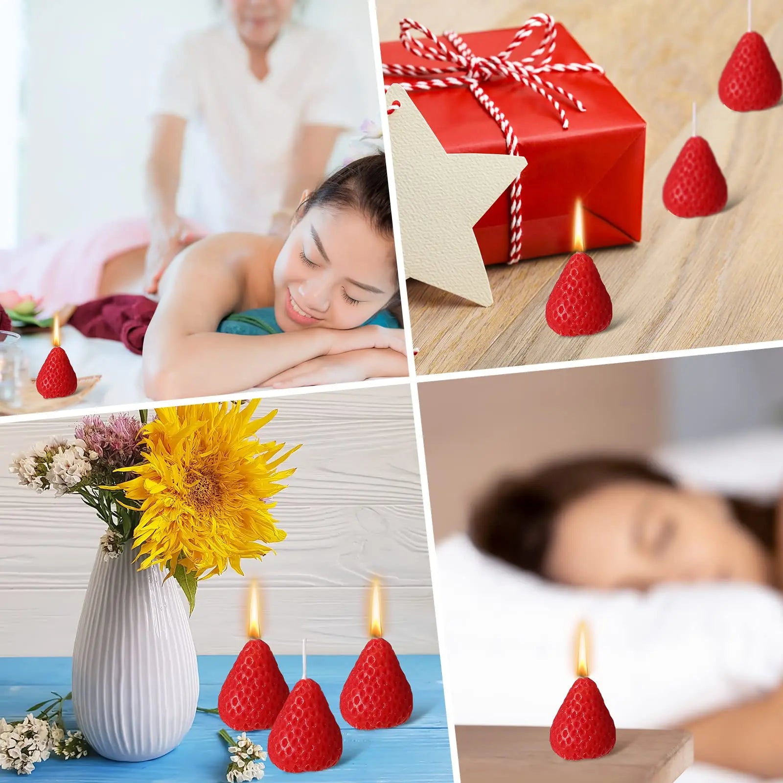 Handmade Strawberry Scented Candle Aesthetic Wax Gift for Home Decor - 4