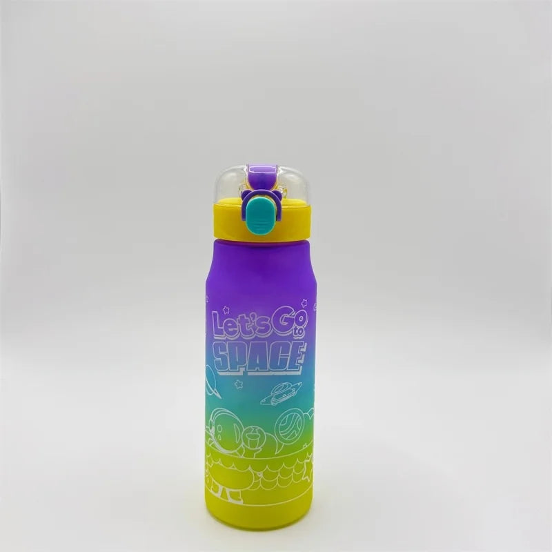 600ml Astronaut Gradient Sports Water Bottle Leakproof Drinking Cup