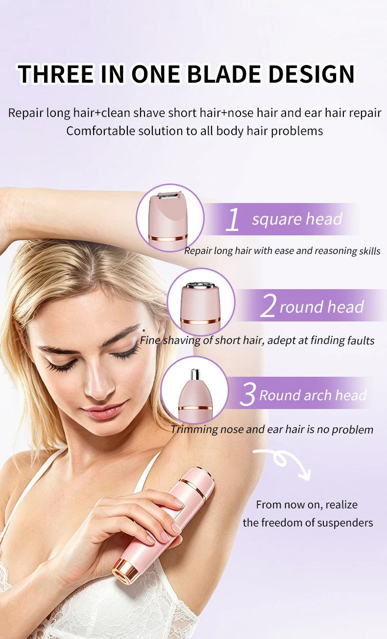 3 in 1 Electric Lady Shaver Waterproof Bikini Trimmer and Epilator - 9