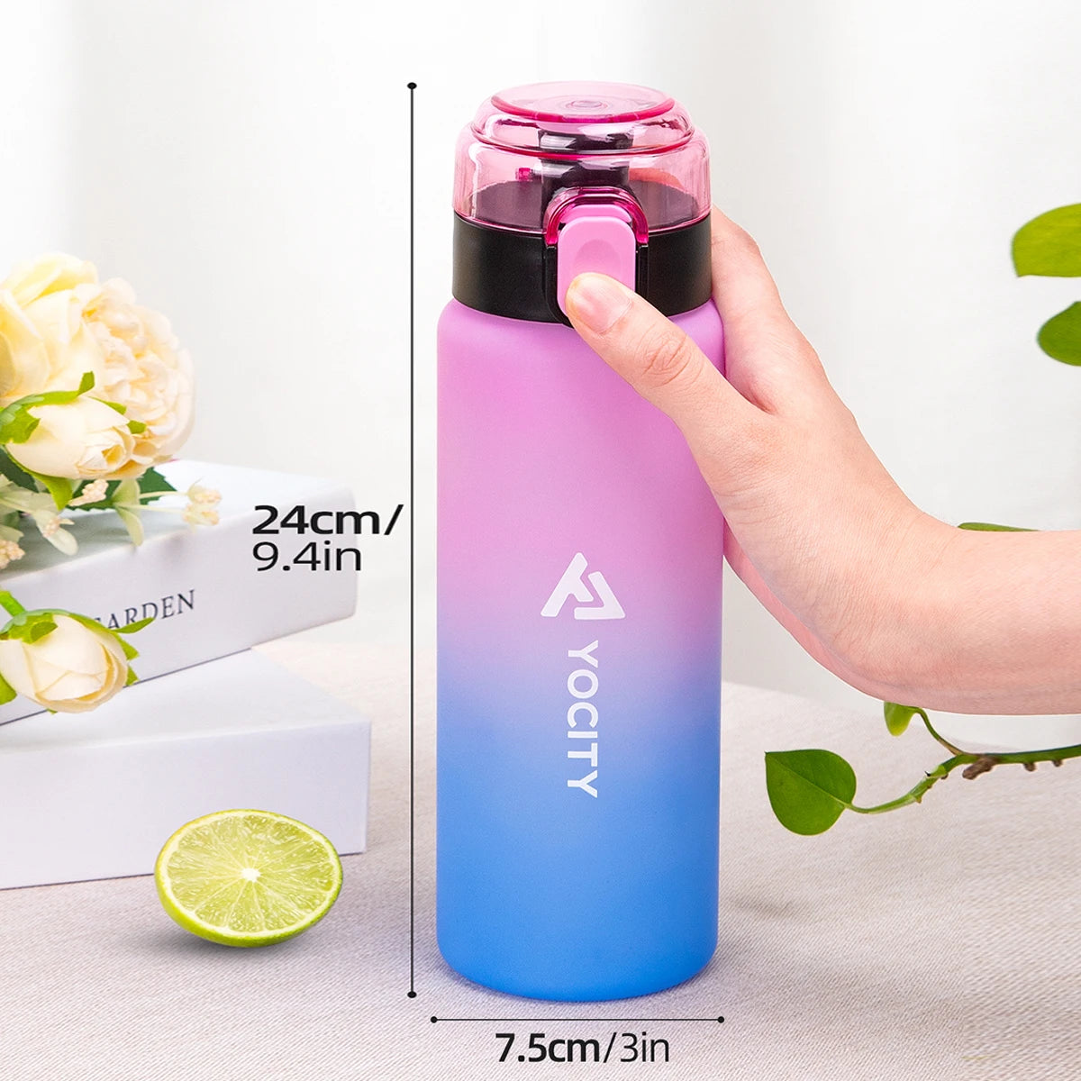 750ml Frosted Gradient Water Bottle Portable Sports Gym Drink Cup - 6