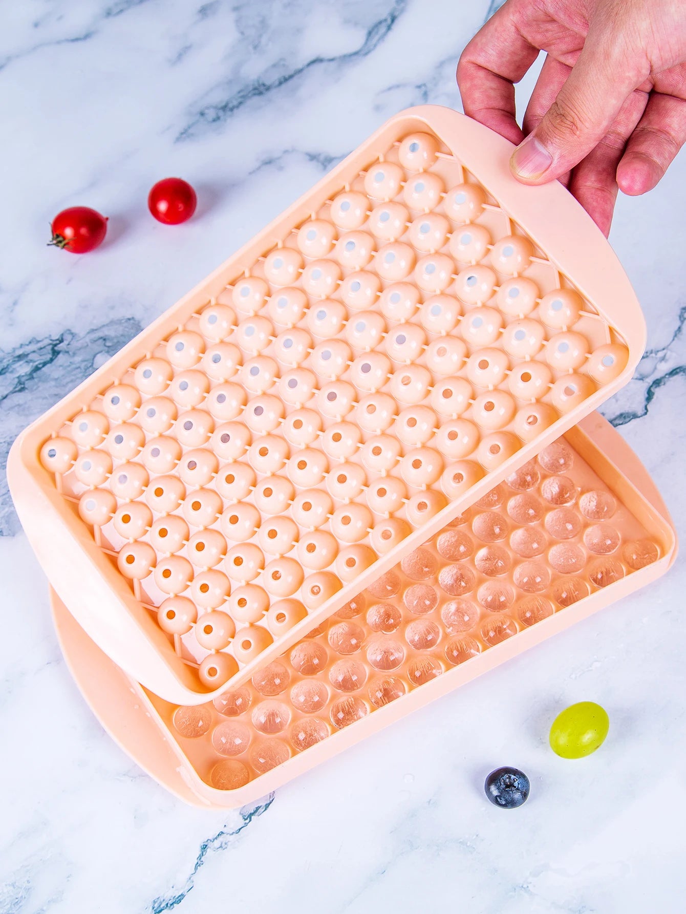 104 Cube Silicone Ice Tray Maker Stackable Sphere Ice Mold with Cover - 10
