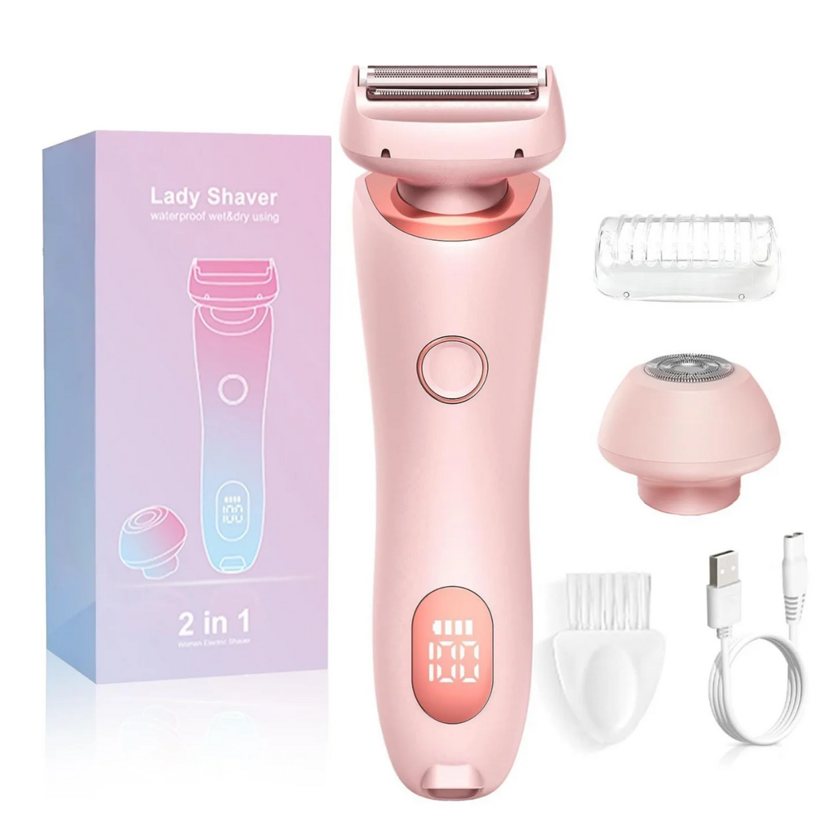 2 in 1 Women Electric Shaver Dual Head Bikini Trimmer Hair Remover