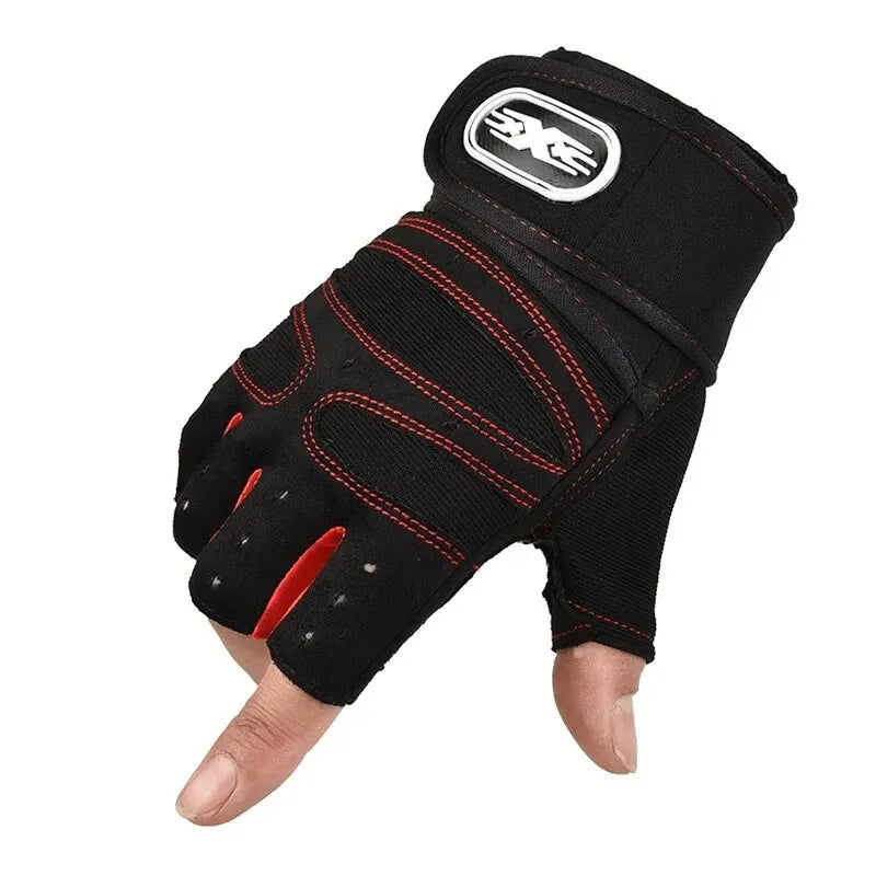 Unisex Half Finger Fitness Gloves Workout Weightlifting Wrist Support