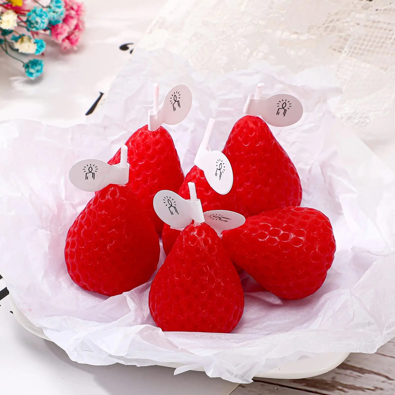 Handmade Strawberry Scented Candle Aesthetic Wax Gift for Home Decor - 12
